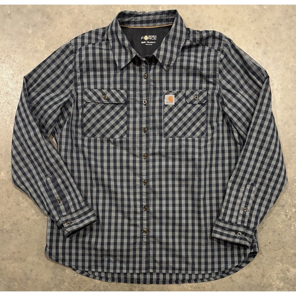 Carhartt Force Women's XL (16/18) Plaid Long Sleeve Button Down Roll Tab Shirt